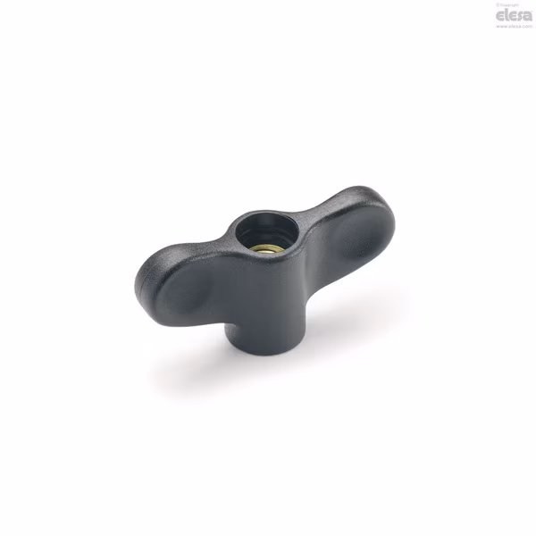 Wing Nut, M5, Brass, Matte, 24 mm Ht, 47 mm Max Wing Span, Elesa, Mfr#: EWN-FP